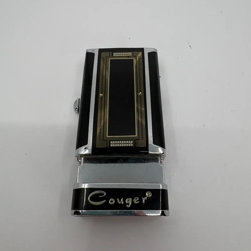 Vintage Cougar Automatic Belt Buckle Black Silver Gold Adjustable Ratchet Style
